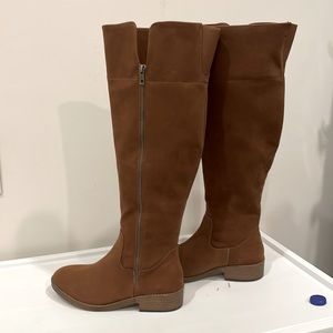 Chocolate brown suede knee high boots. Never worn, excellent condition